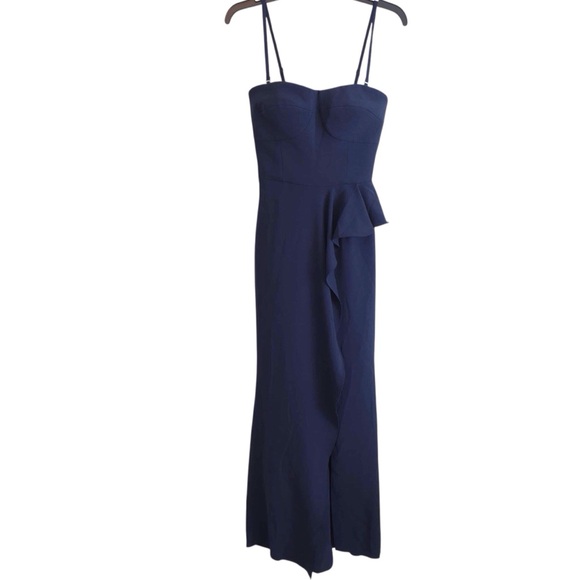 Dress The Population Kai Blue Split Front Gown With Straps Size XS - Picture 4 of 7